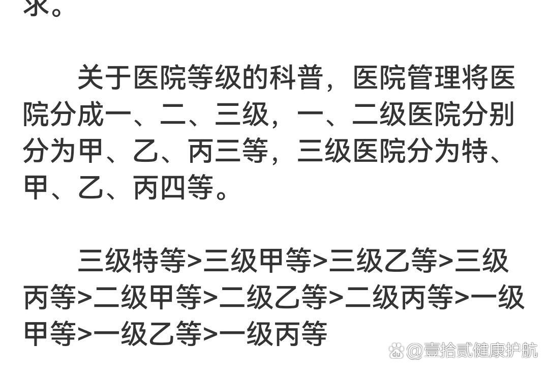 医院等级划分标准，甲乙丙，谁更胜一筹？