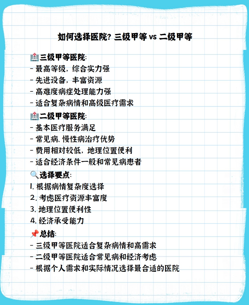 医院等级与选择，一级、二甲、三甲医院之比较